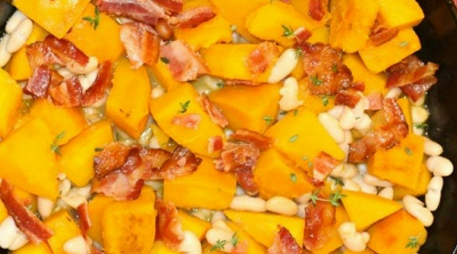 Pumpkin with White Bean Bacon