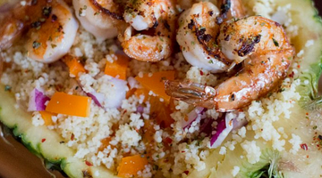 Shrimp Couscous Pineapple Bowl | Kissed by the Sun
